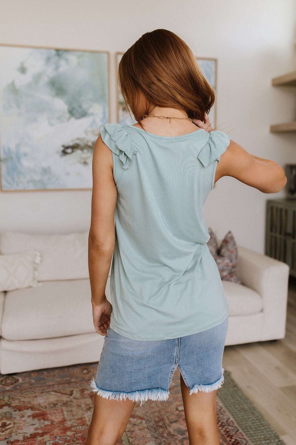Hazel Blues® |  Good For You Ruffle Detail Tank