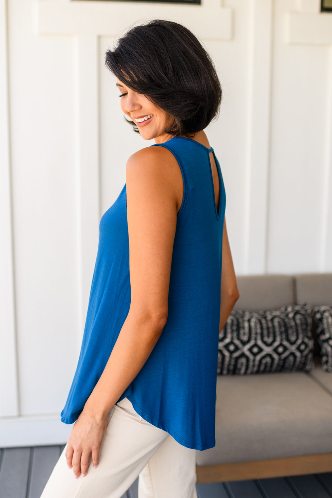 Hazel Blues® |  Greater than Great Keyhole Detail Tank in Teal