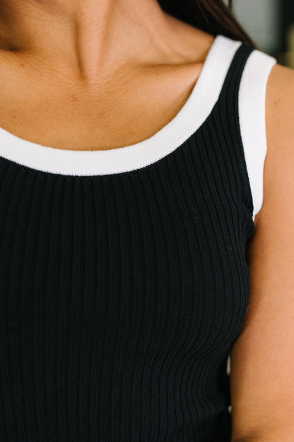 Hazel Blues® |  Handled It Contrast Trim Tank in Black