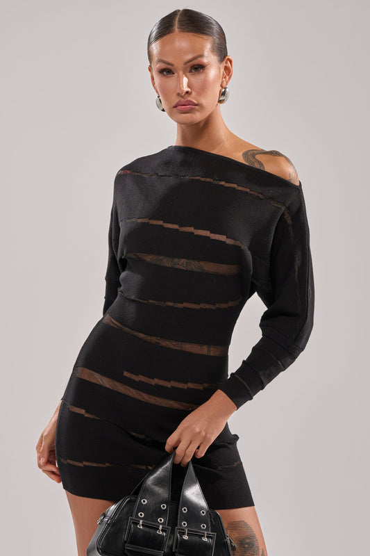 AFTER DARK STRIPED MINI DRESS