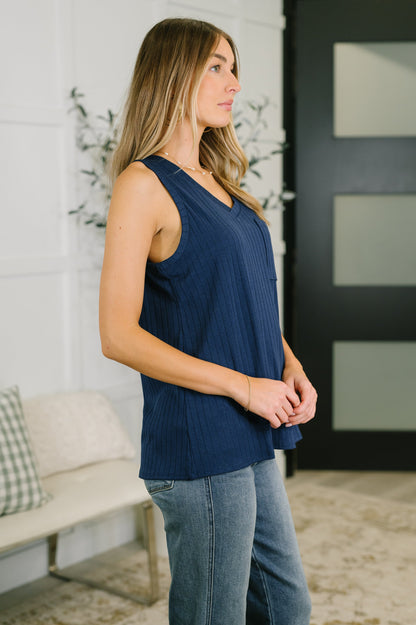 Hazel Blues® |  Just Give In Ribbed Knit Tank in Navy