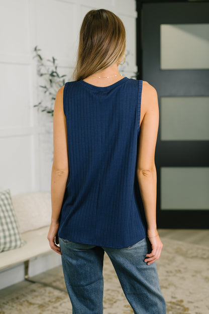 Hazel Blues® |  Just Give In Ribbed Knit Tank in Navy