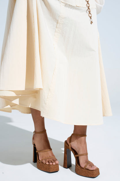 AKIRA KNAPP BROWN CORK PLATFORM SANDAL
