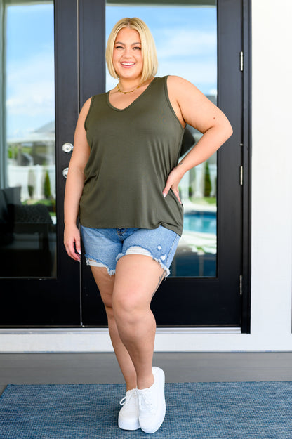 Hazel Blues® |  Land of the Free Tank in Olive