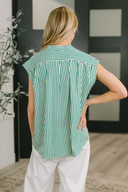 Hazel Blues® |  Like a Song Sleeveless V-Neck Blouse in Green