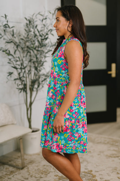 Hazel Blues® |  Lizzy Three Tier Tank Dress in Large Ditsy Floral