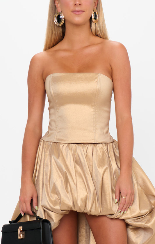 Tatum Top ~ Gold Metallic Taffeta