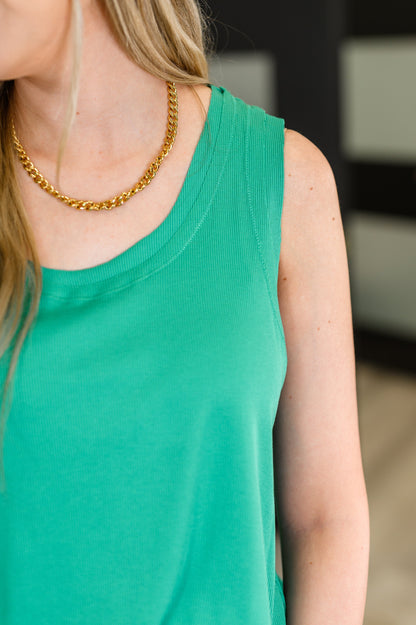 Hazel Blues® |  Mellow Muse Relaxed Knit Tank in Emerald