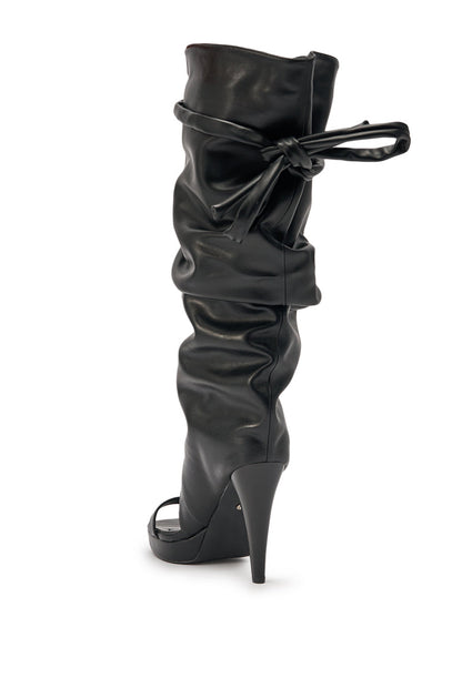 AKIRA GOLD SEREL BLACK STILETTO GLADIATOR BOOT