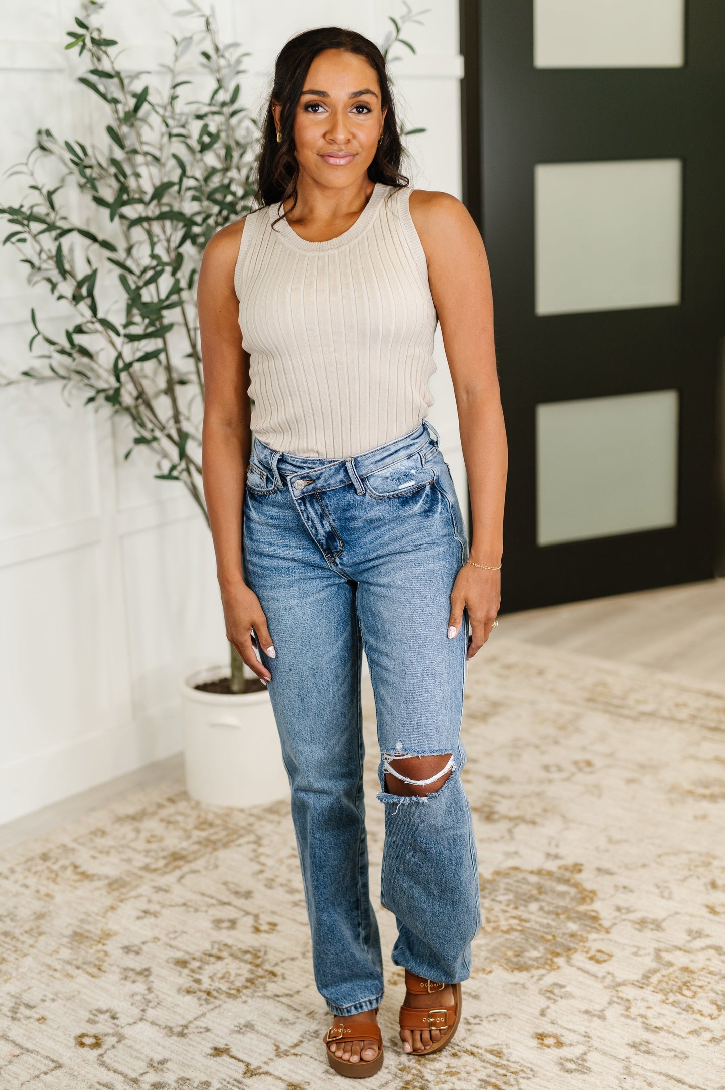 Hazel Blues® |  She's Exceptional Ribbed Crew Neck Tank Top