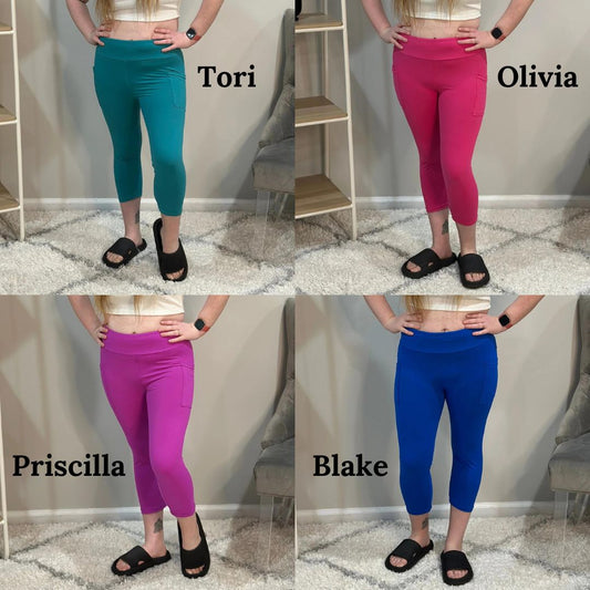 Hazel Blues® |  PREORDER: Capri Leggings with Pockets in Nine Colors