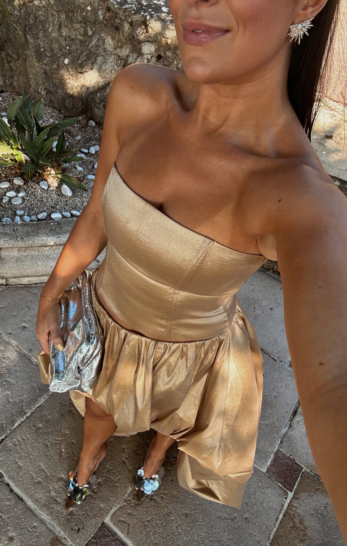 Tatum Maxi Skirt ~ Gold Metallic Taffeta