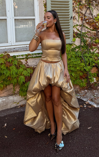 Tatum Top ~ Gold Metallic Taffeta