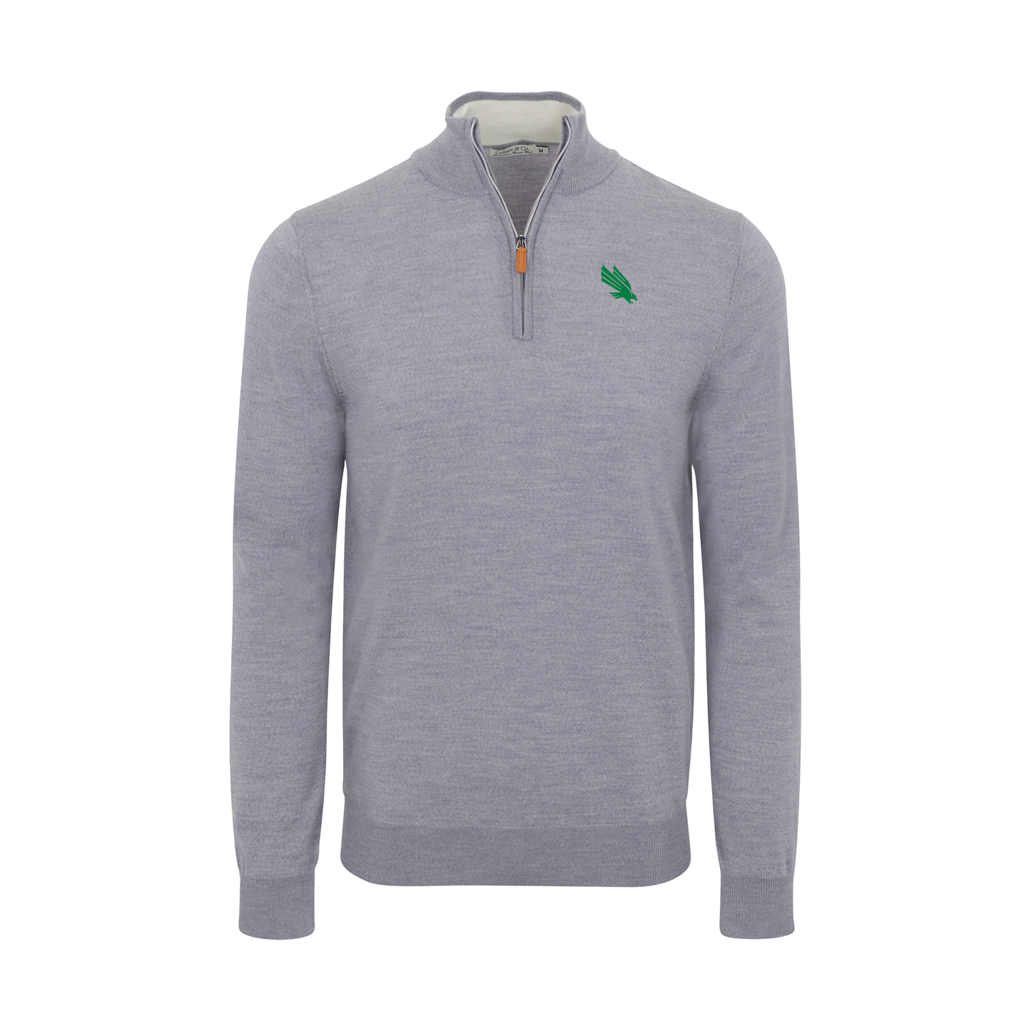 North Texas Grey Melange Cashmere Touch Australian Merino Quarter Zip Sweater