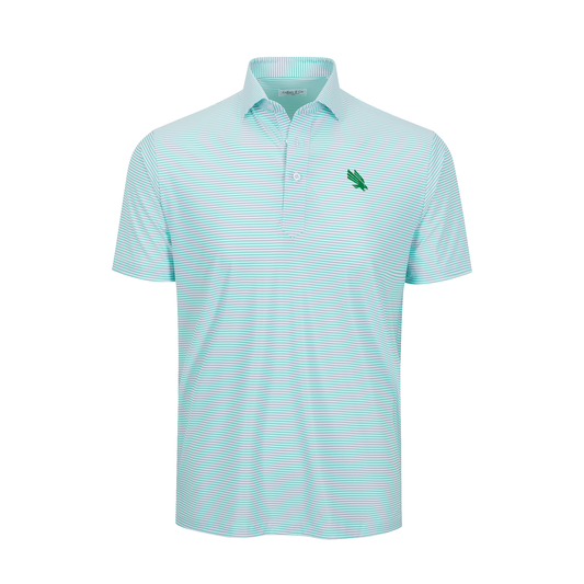 North Texas Featherweight Flex Polo Augusta Green Stripe