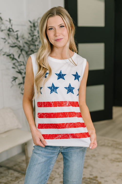 Hazel Blues® |  America the Beautiful Tank Top | American Flag Tank Top