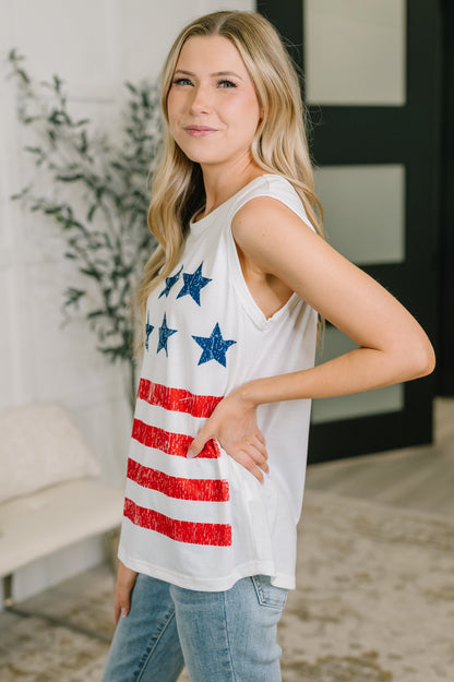 Hazel Blues® |  America the Beautiful Tank Top | American Flag Tank Top