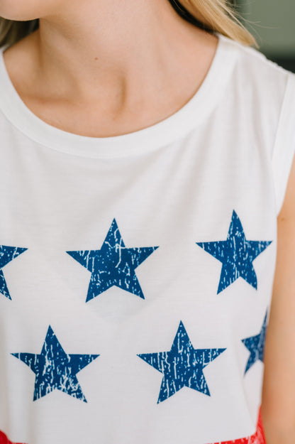 Hazel Blues® |  America the Beautiful Tank Top | American Flag Tank Top