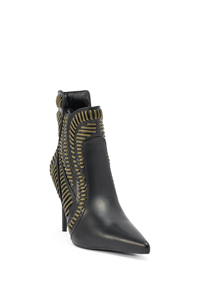 AKIRA GOLD WEAVER BLACK AND OLIVE BOOTIE