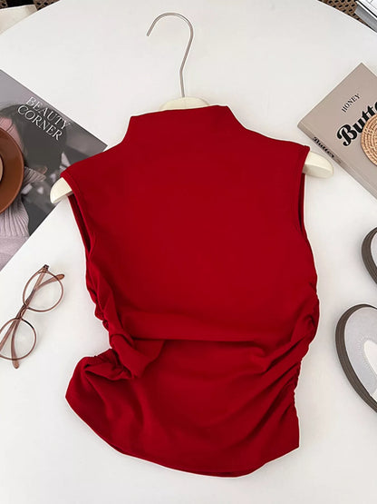 Hazel Blues® |  Ruched Mock Neck Tank