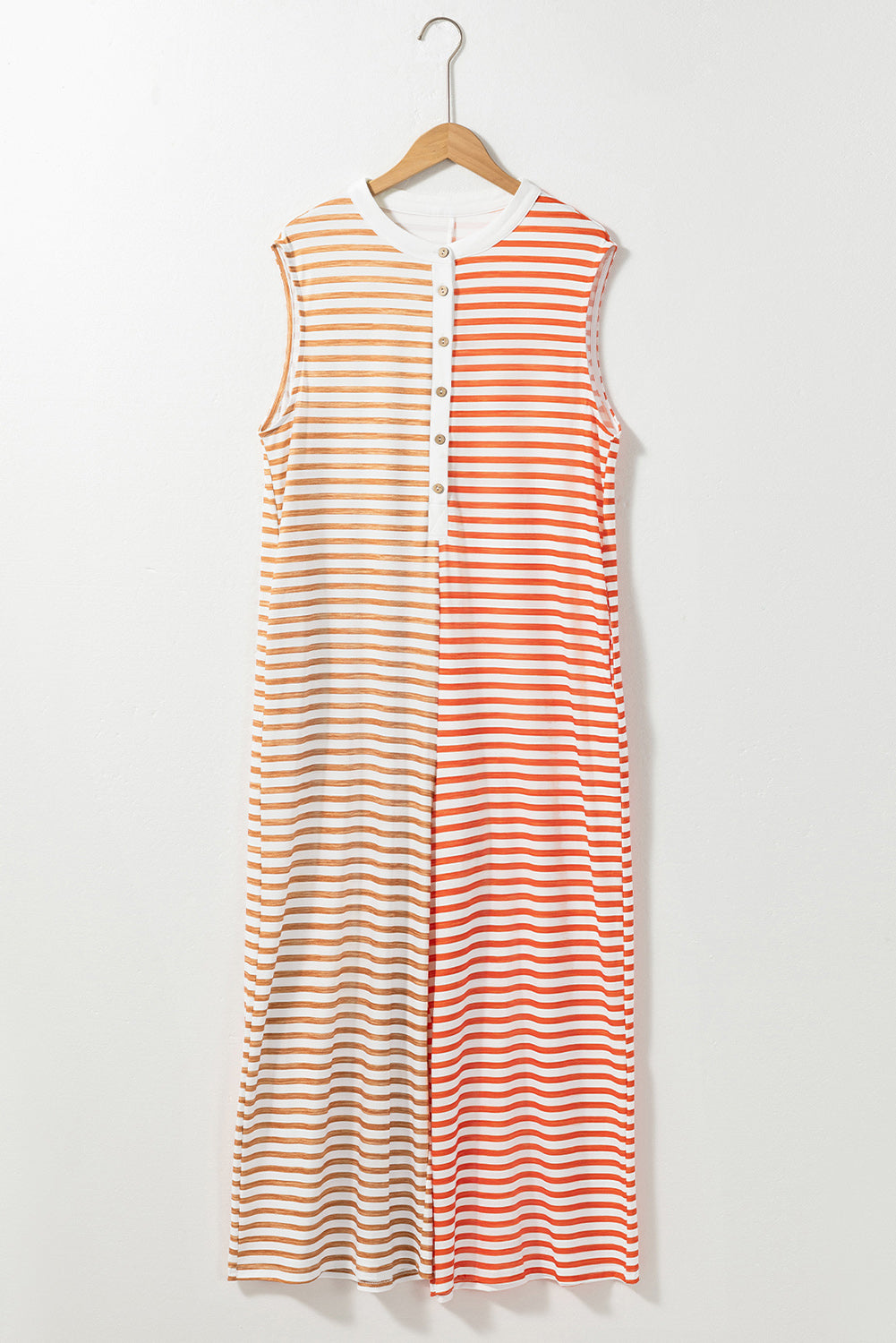 Hazel Blues® |  Striped Round Neck Sleeveless Jumpsuit