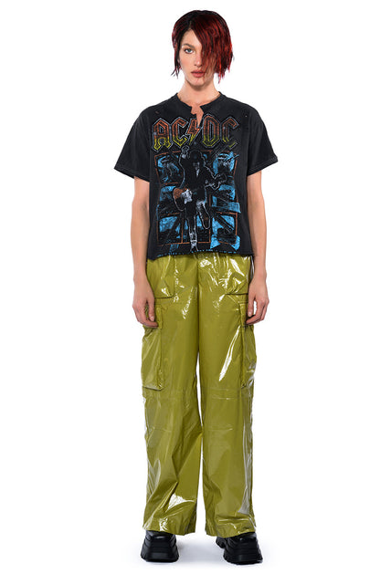 AC DC CROPPED SHREDDED TSHIRT