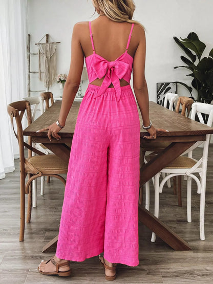 Hazel Blues® |  Bow Back Sleeveless Wide Leg Jumpsuit