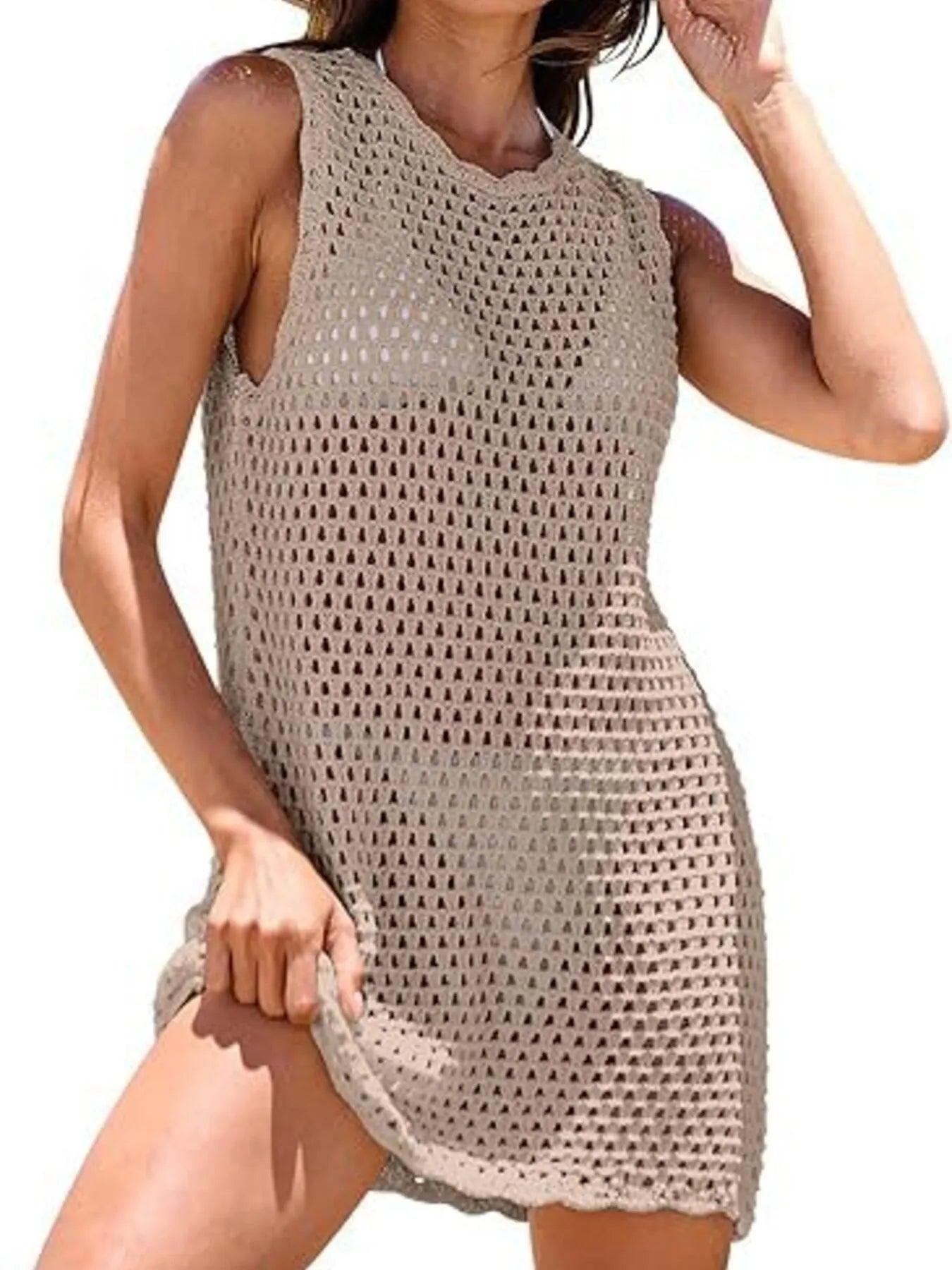 Hazel Blues® |  Color Block Openwork Sleeveless Cutout Back Cover-Up