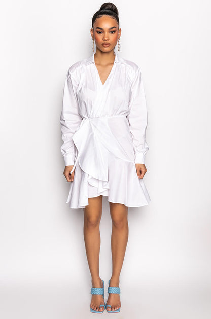 ADDICTED TO YOU WRAP FRONT MINI DRESS