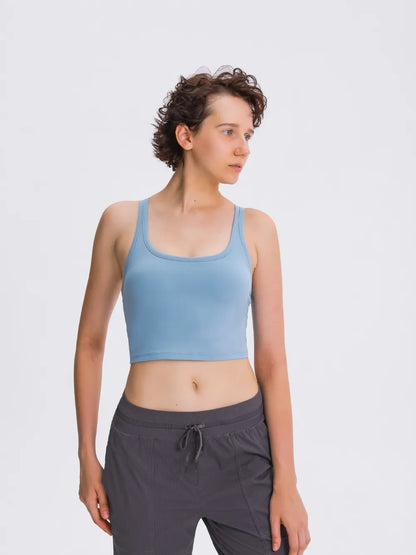 Hazel Blues® |  Millennia Scoop Neck Active Tank with Detachable Chest Pads