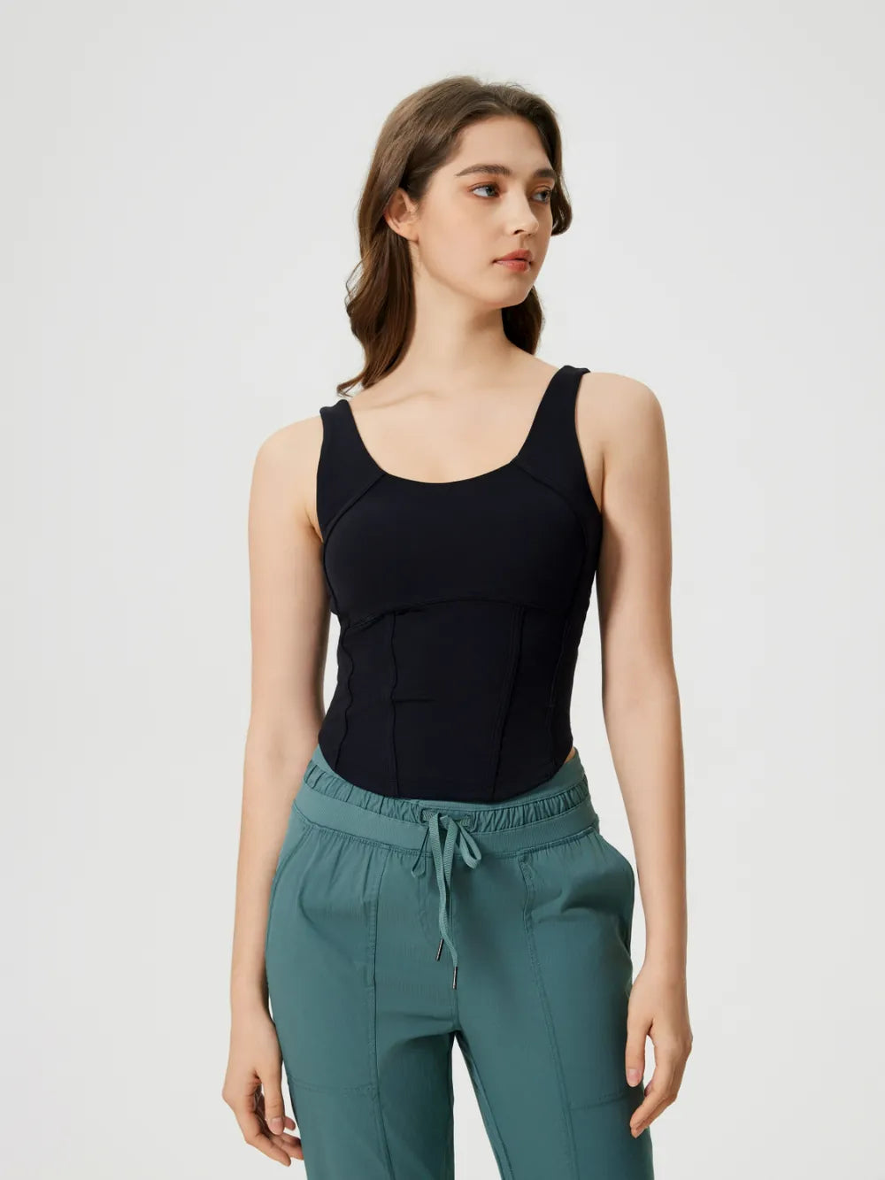 Hazel Blues® |  Millennia Round Neck Wide Strap Active Tank with Detachable Chest Pads