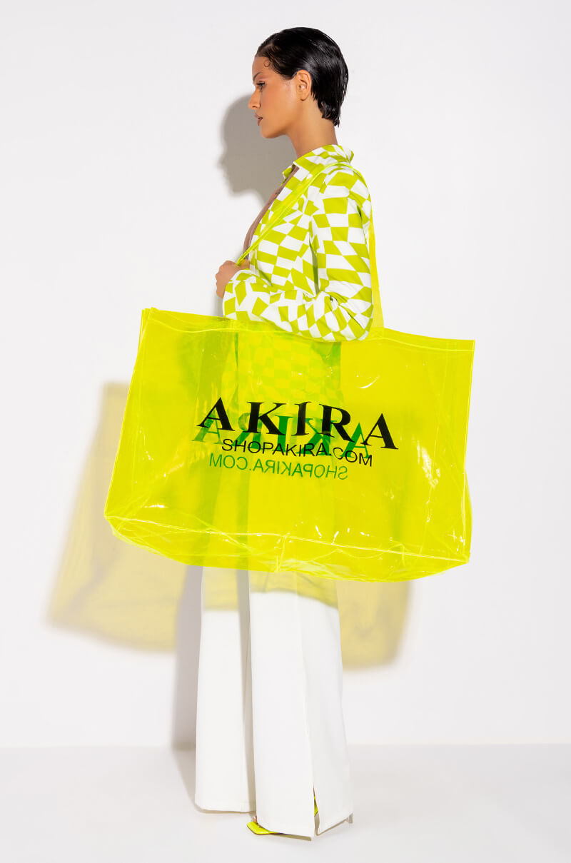 AKIRA PVC XXL SHOPPING BAG IN NEON YELLOW