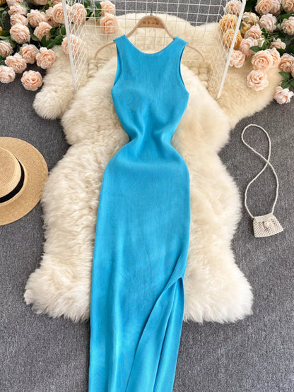 Hazel Blues® |  Knot Back Sleeveless Knit Bodycon Midi Dres