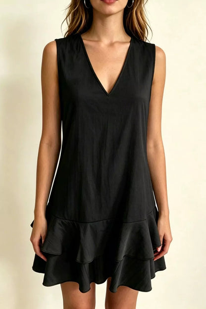 Hazel Blues® | Sleeveless V-Neck Ruffle Hem Mini Dress