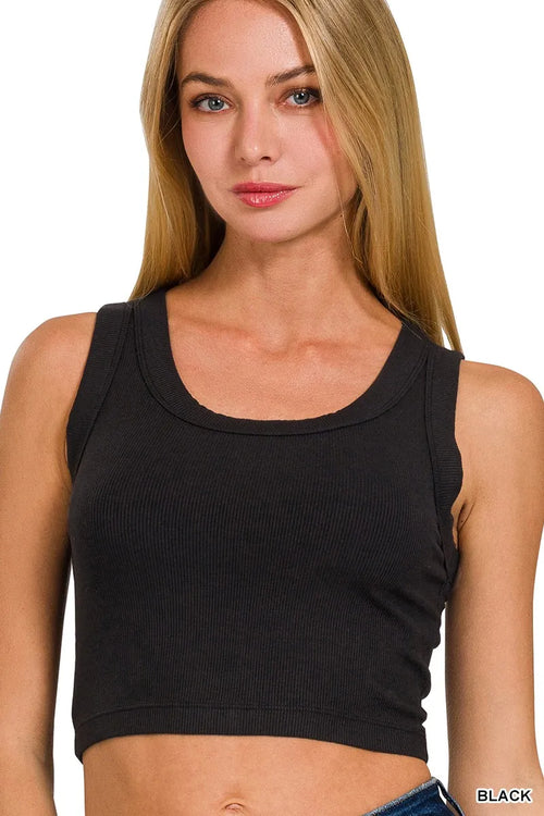 Hazel Blues® |  Zenana Ribbed Scoop Neck Cropped Tank Top
