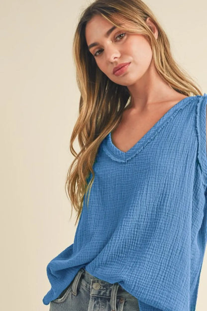 Hazel Blues® |  Aemi + Co V-Neck Wide Strap Tank