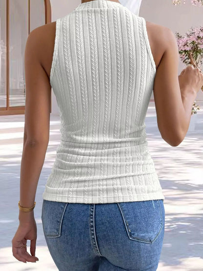 Hazel Blues® |  Texture Knit Mock Neck Tank