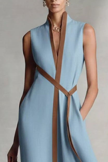 Hazel Blues® |  Sleeveless Contrast Trim Midi Dress