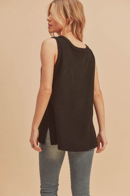 Hazel Blues® |  Aemi + Co V-Neck Wide Strap Tank