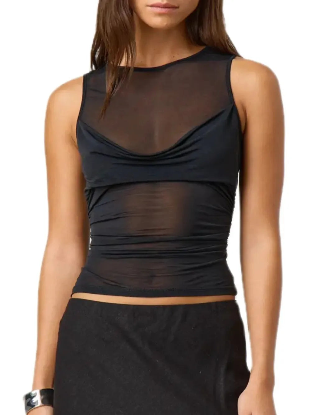 Hazel Blues® |  Ruched Round Neck Tank