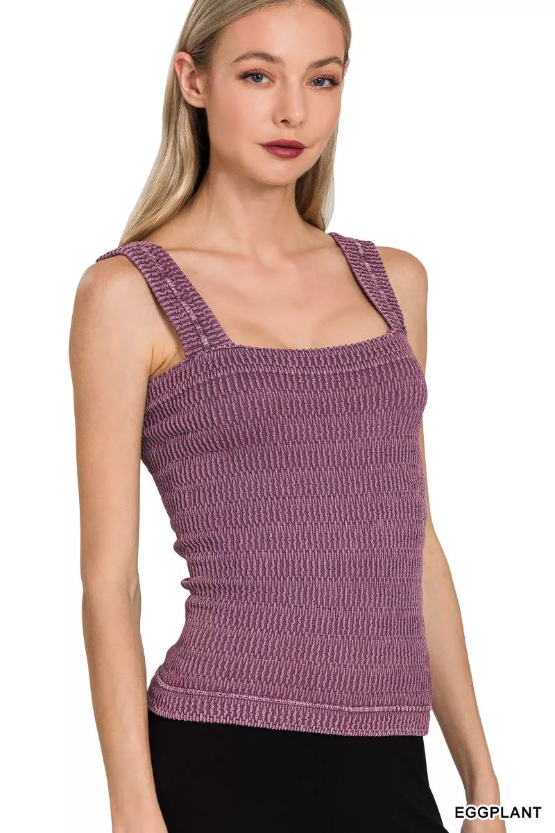 Hazel Blues® |  Zenana Seamless Winkle Stone Washed Tank Top