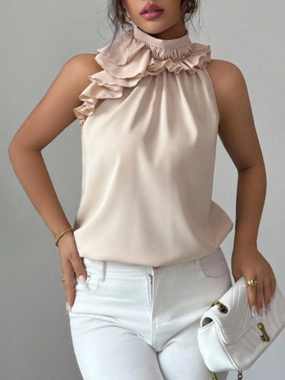 Hazel Blues® |  Ruffle High Neck Sleeveless Top
