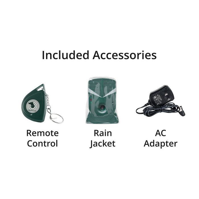 Bark Control Pro™ Included Accessories – Remote Control, Rain Jacket, and AC Adapter