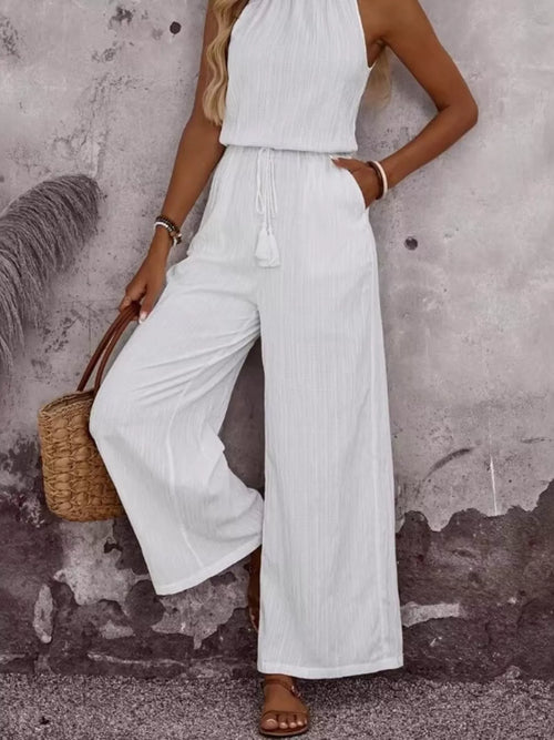 Hazel Blues® | Tassel Sleeveless Wide Leg Jumpsuit