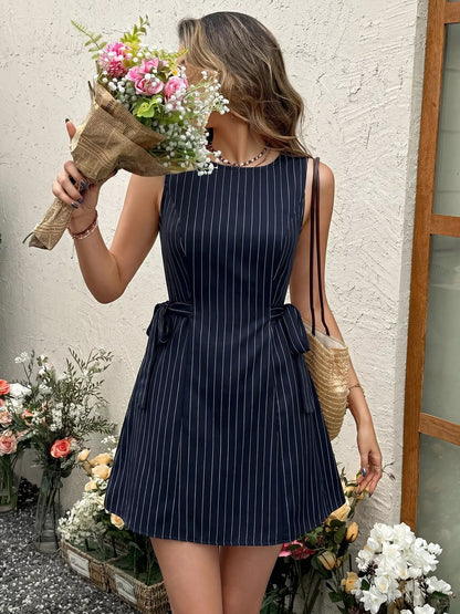 Hazel Blues® |  Striped Sleeveless Tie Waist Dress
