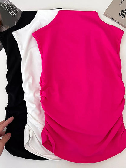 Hazel Blues® |  Ruched Mock Neck Tank