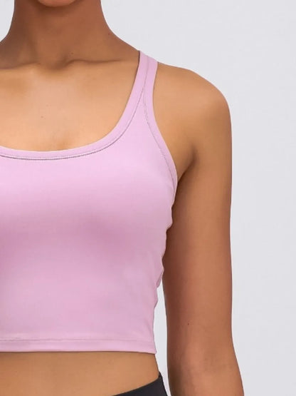 Hazel Blues® |  Millennia Scoop Neck Active Tank with Detachable Chest Pads