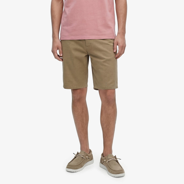 Bermuda 200 coupe droite en coton stretch beige