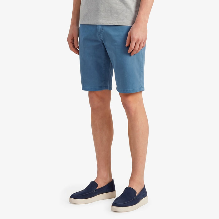 Bermuda 200 coupe droite en coton stretch bleu céruléen