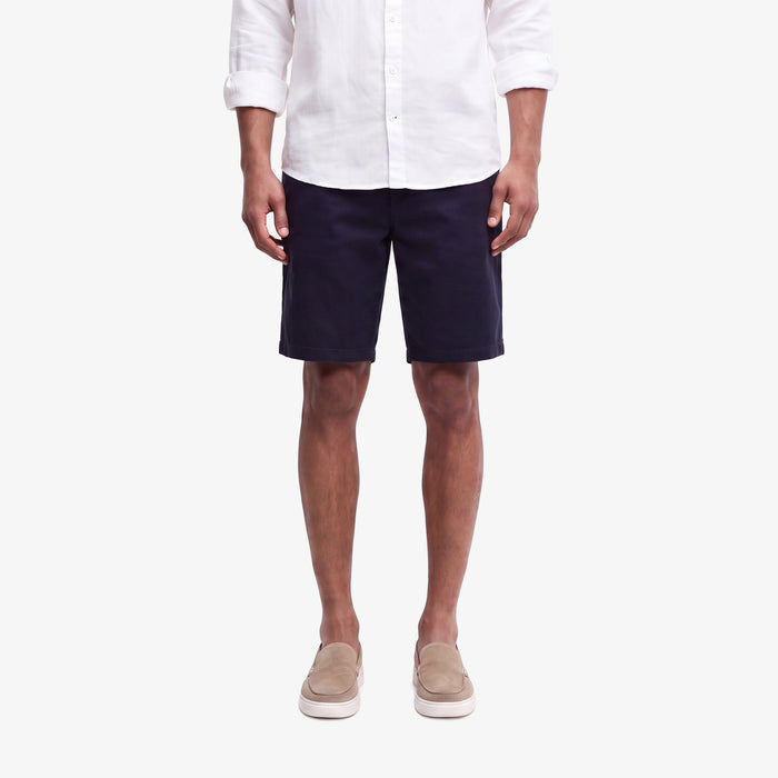 Bermuda 200 coupe droite en coton stretch bleu marine